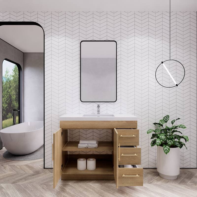 Eliza 42'' Freestanding Vanity (Right Drawers) with Single Sink