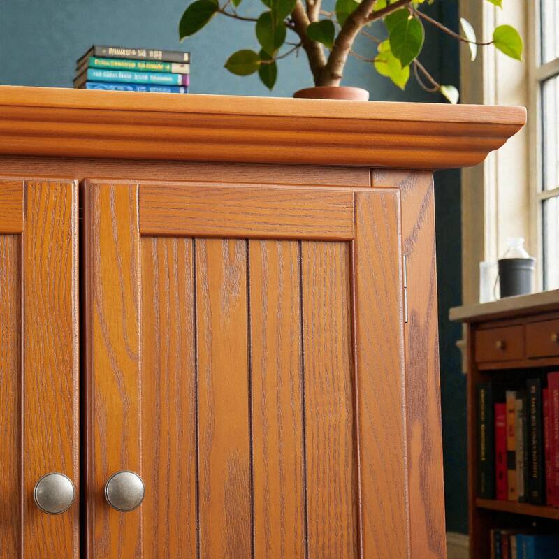 72 Inch Corner Kitchen Pantry Cabinet with 8 Doors, 4-Tier Tall Storage Cabinet for Living Room, Bathroom, Farmhouse Style