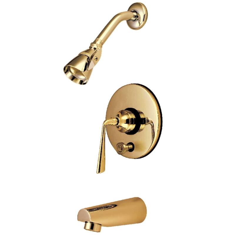 Kingston Brass Silver Sage Tub and Shower Trim Package with 1.8 GPM - Polished Brass