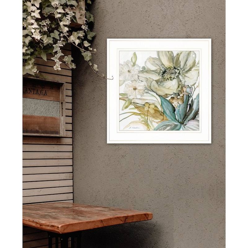 TrendyDecor4U Contemporary "Sea glass Garden II" Framed Print Wall Art by JG Studios - Ocean Colors