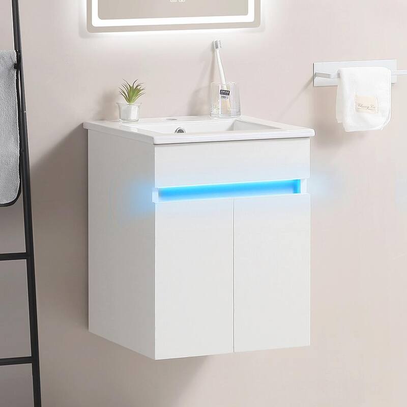 Sleek 16" Wall-Mounted Bathroom Vanity with Sink and Ample Storage