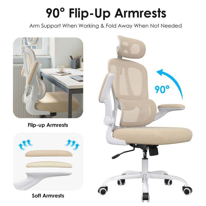 Ergonomic Office Chair, Desk Chair with Headrest and Lumbar Support, High Back Swivel Home Office Chair with Headrest