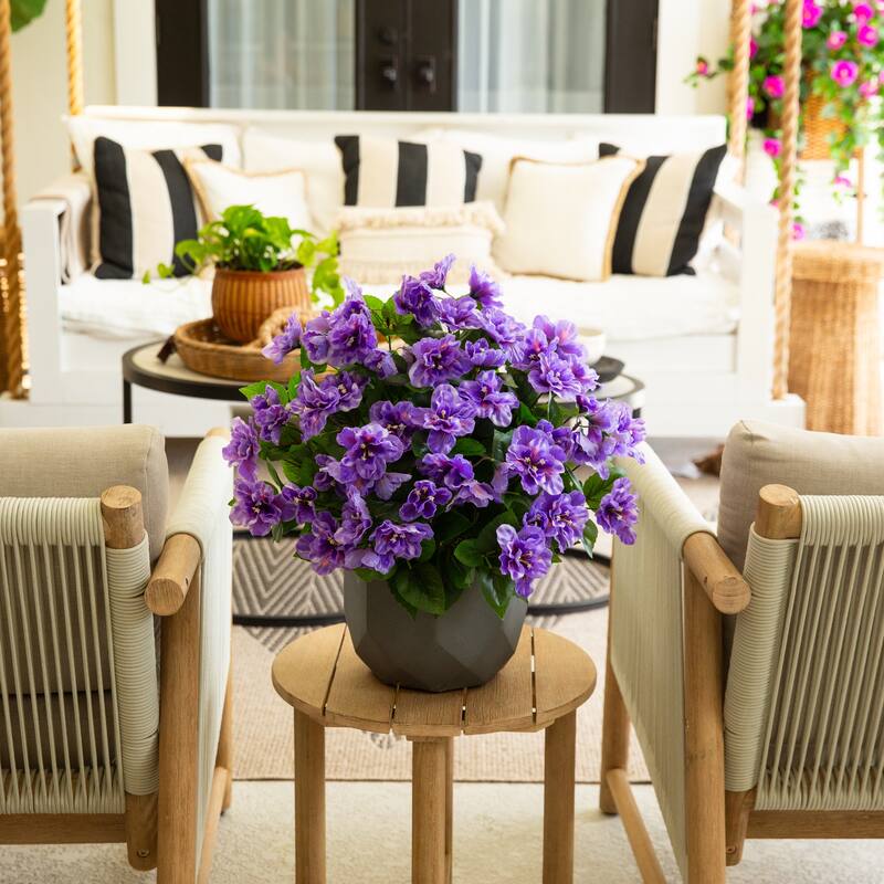 19-in UV Resistant Artificial Azalea Bush (Indoor/Outdoor) - Set of 3