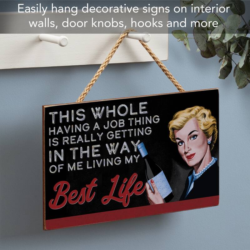 My Best Life Hanging Wood Sign 9.5" x 5.75" Made in the USA - Multi