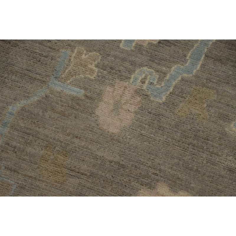 Hand Knotted Oriental 100% Wool Carpet Transitional All-Over Greys & Charcoal Oushak Area Rug - 9' 11'' X 7' 10''