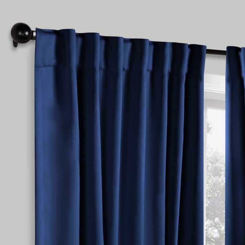Superior Solid Machine Washable Room Darkening Blackout Curtains with Back Tabs, Set of 2