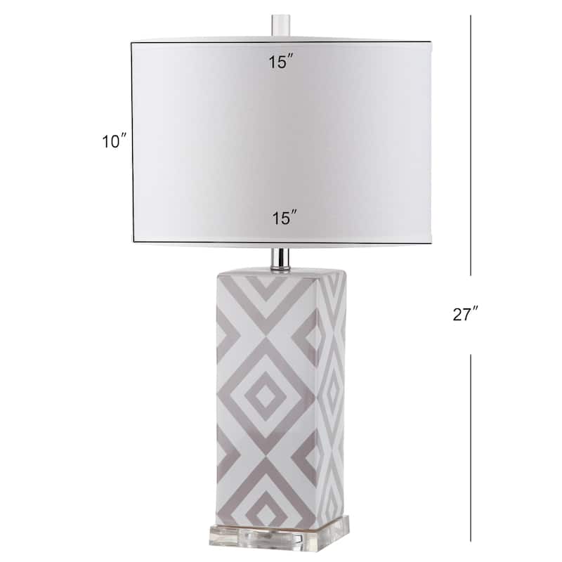 SAFAVIEH Lighting Anissa 27-inch Grey Diamonds Table Lamp (Set of 2) - 15"x15"x27" - 15Wx15Dx27H