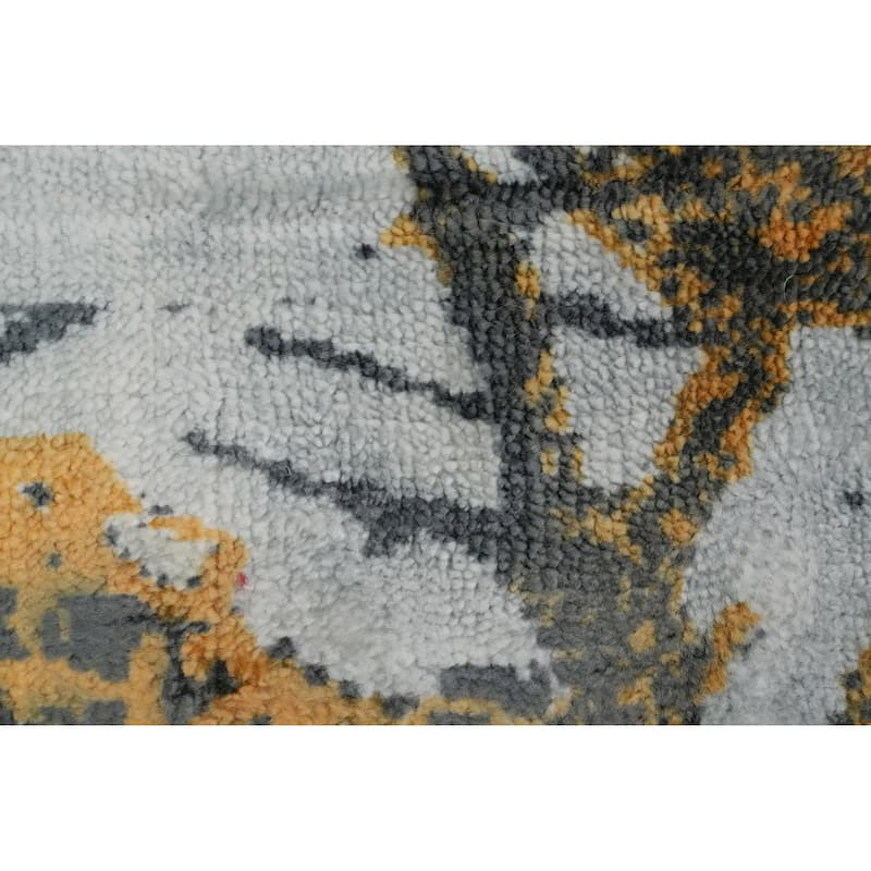 Hand Knotted Oriental Viscose Silk Carpet Modern Pictorial Multi-Colored Abstract Area Rug - 7' 8'' X 5' 7''