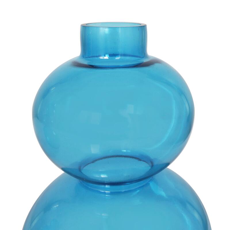 Blue Glass Bubble Decorative Vase with Various Sizes (Set of 2)
