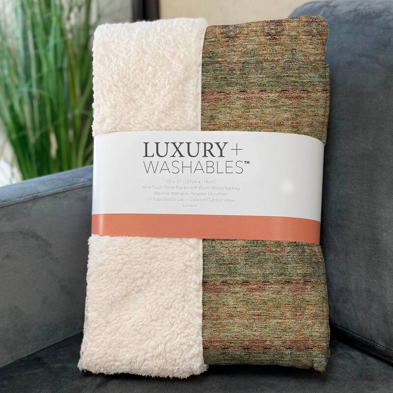 Premium Machine Washable Boho Stripes Sherpa Throw Blanket