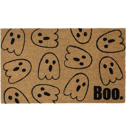 Natural Coir Boo with Ghosts Halloween Doormat 18" x 30"
