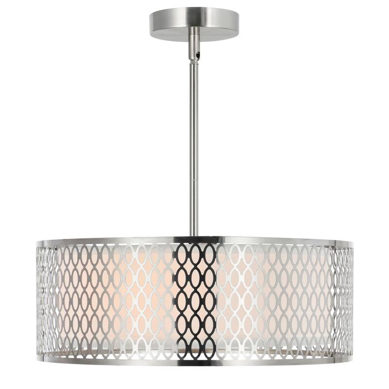 Mikayla 3 Light Drum Shade Chandelier With Satin Nickel Finish - Satin Nickel - Satin Nickel