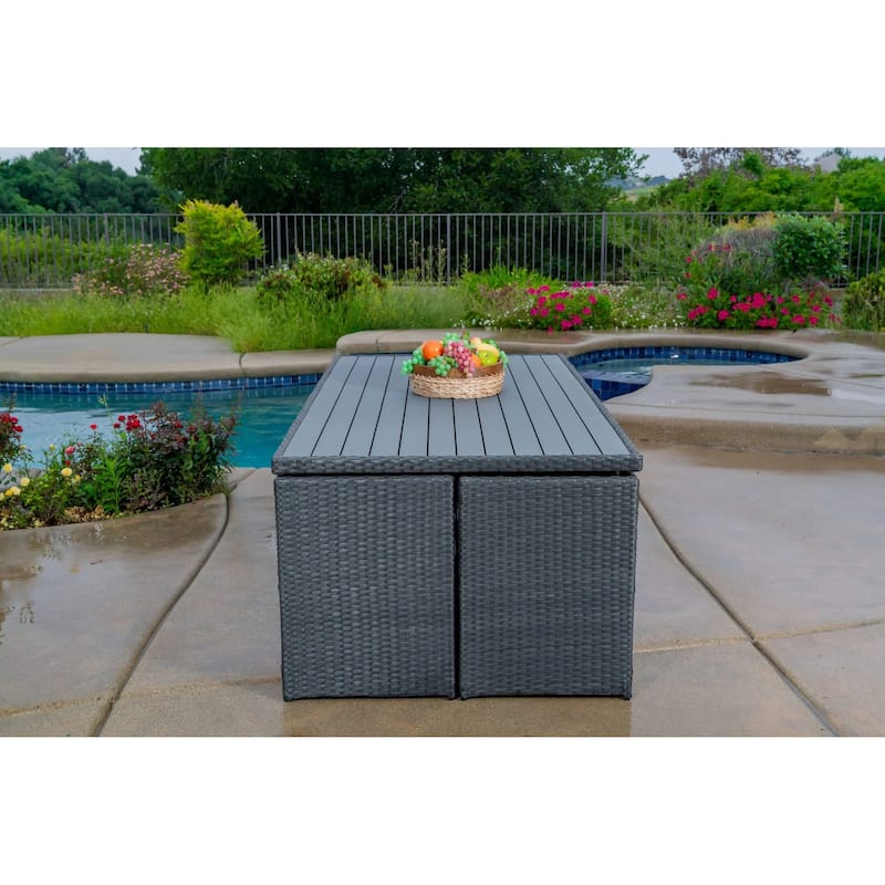 Dalia 9 Piece Dining Set Outdoor Patio Furniture Wicker Rattan Resin