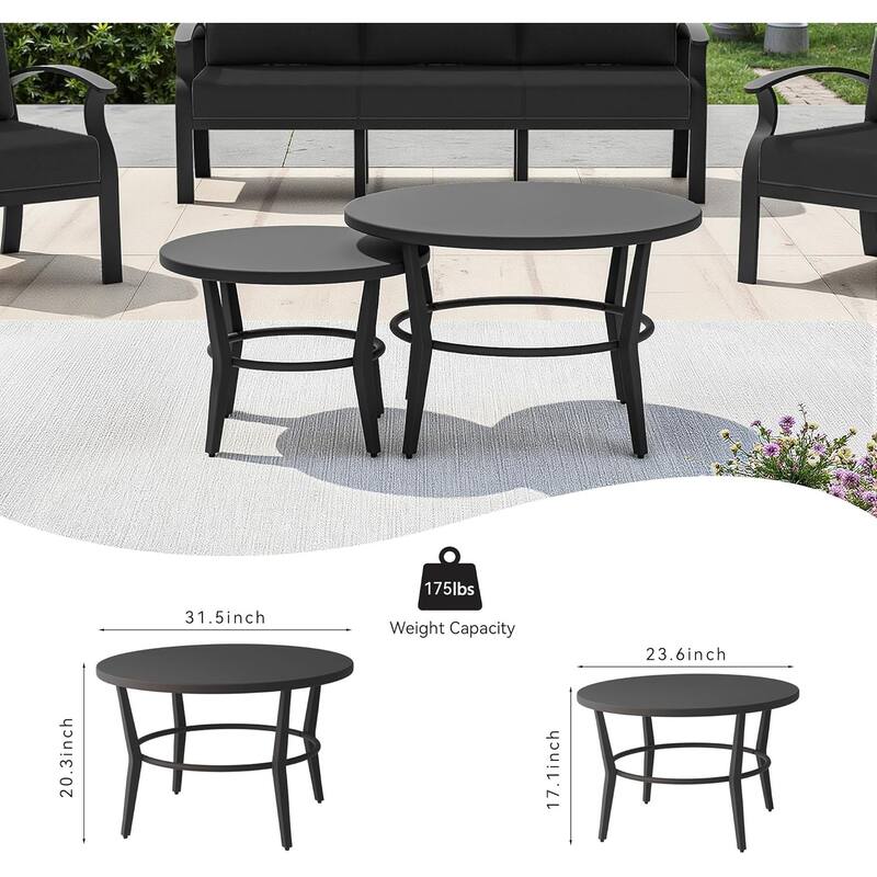 Kullavik Aluminum Outdoor Patio Sectional Sofa Set with Swivel Rocking Chairs and Coffee Table