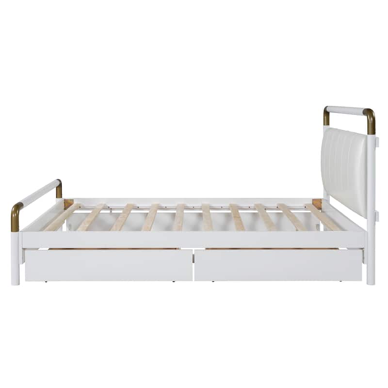 Wooden Storage Platform Bed, with 2 Big Drawers