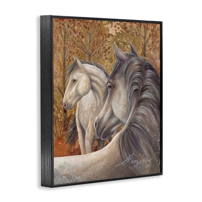 Stupell Horses in Autumnal Forest Framed Giclee Art Design By Jody Bergsma