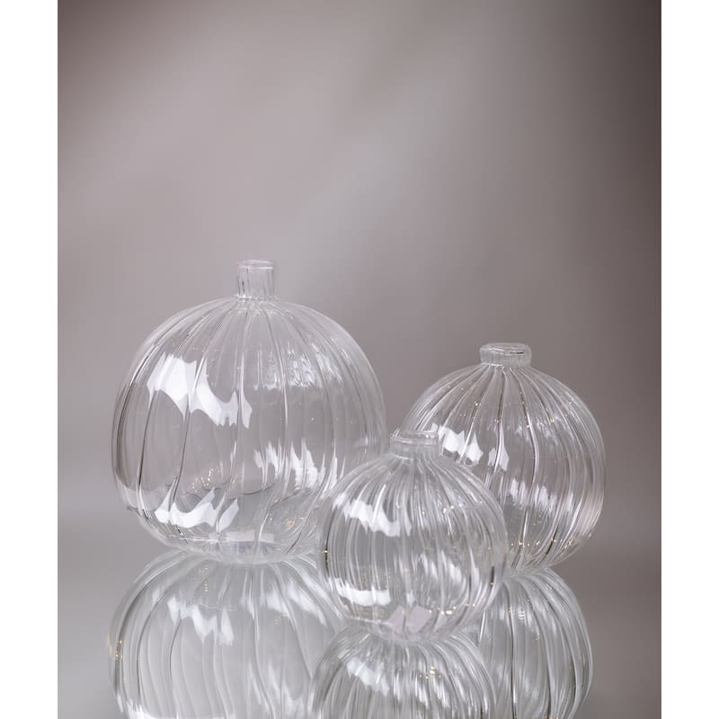 Decorative Clear Glass Bottle/Vase Dia 5" & H 5.5" - CLEAR - CLEAR