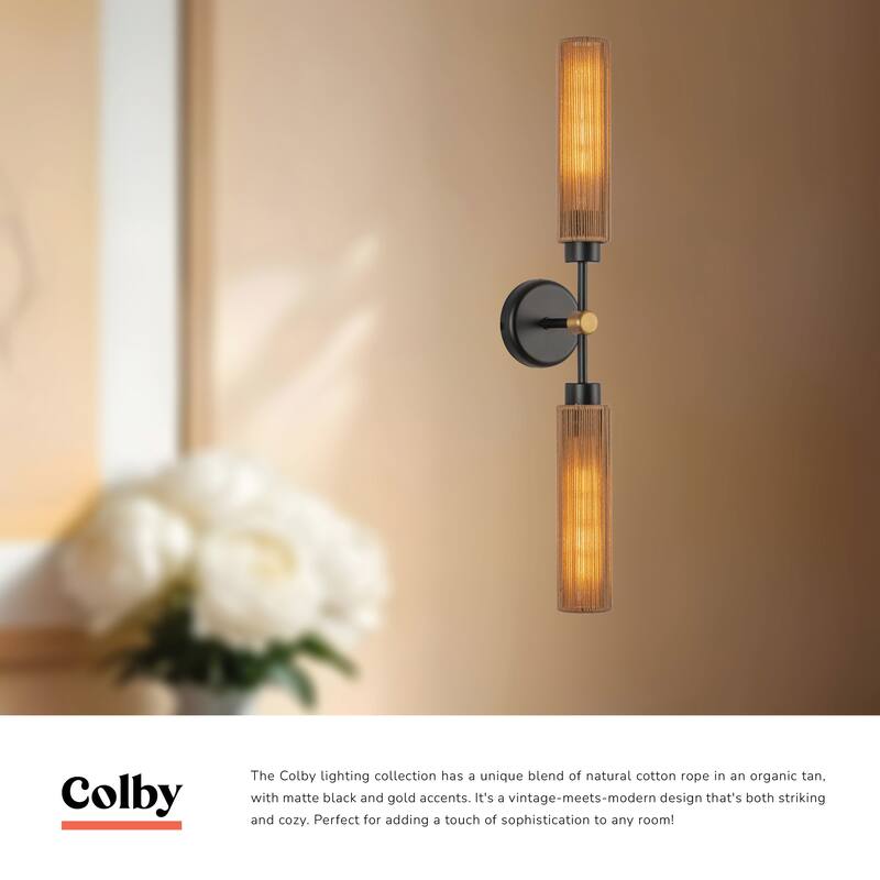 Alora Lighting WV491223 Colby 2 Light 3" Wide Bath Bar with Cotton