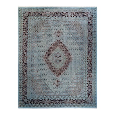 Overton Hand Knotted Wool Vintage Inspired Modern Contemporary Overdyed Blue Area Rug - 8' 1" x 10' 4"