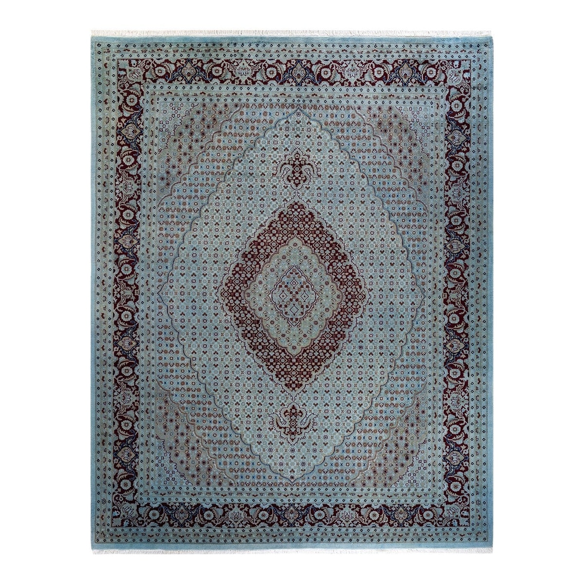 Overton Hand Knotted Wool Vintage Inspired Modern Contemporary Overdyed Blue Area Rug - 8' 1" x 10' 4"