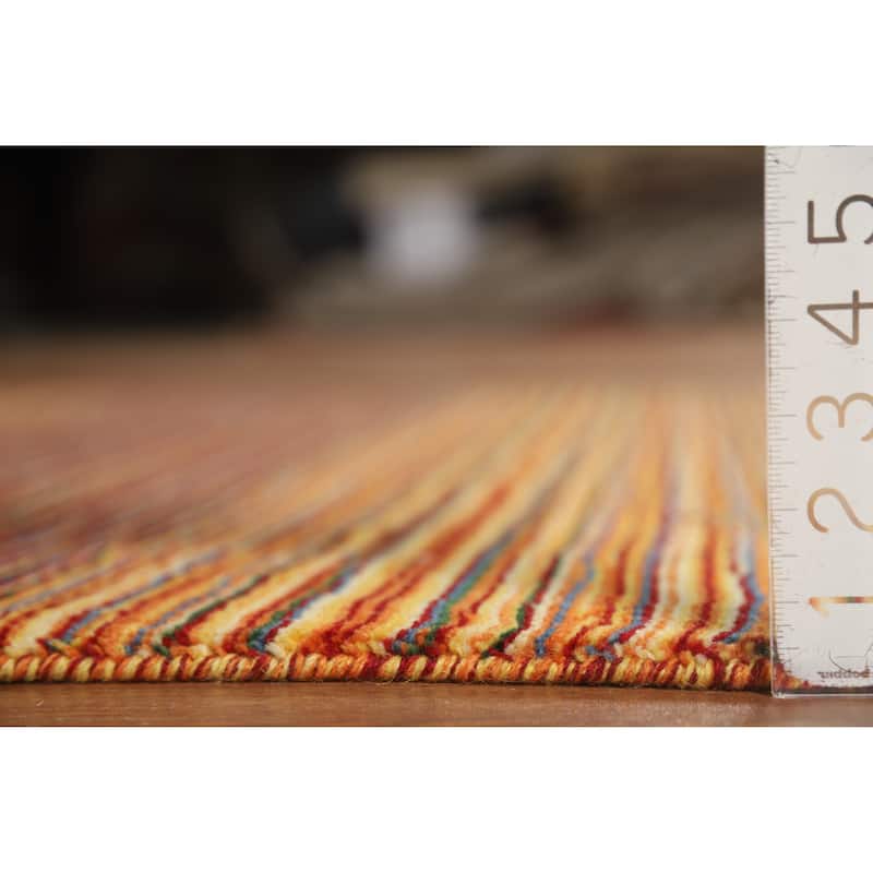 Hand Knotted Oriental 100% Wool Carpet Tribal Stripe Multi-Colored Gabbeh Area Rug - 7' 9'' X 5' 4''