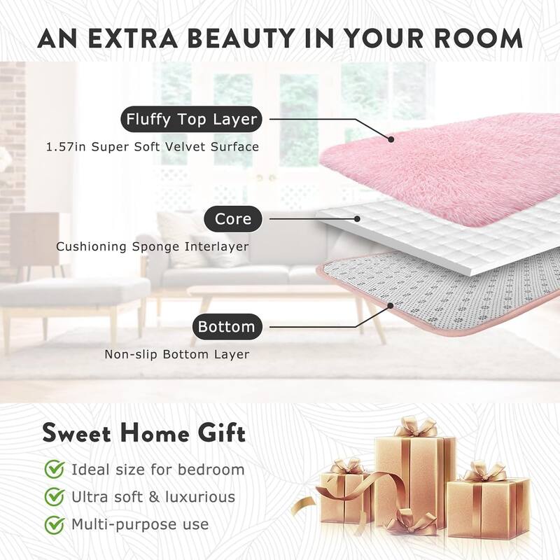 Large Shaggy Home Decor Carpets Fluffy Area Rugs for Living Room Bedroom