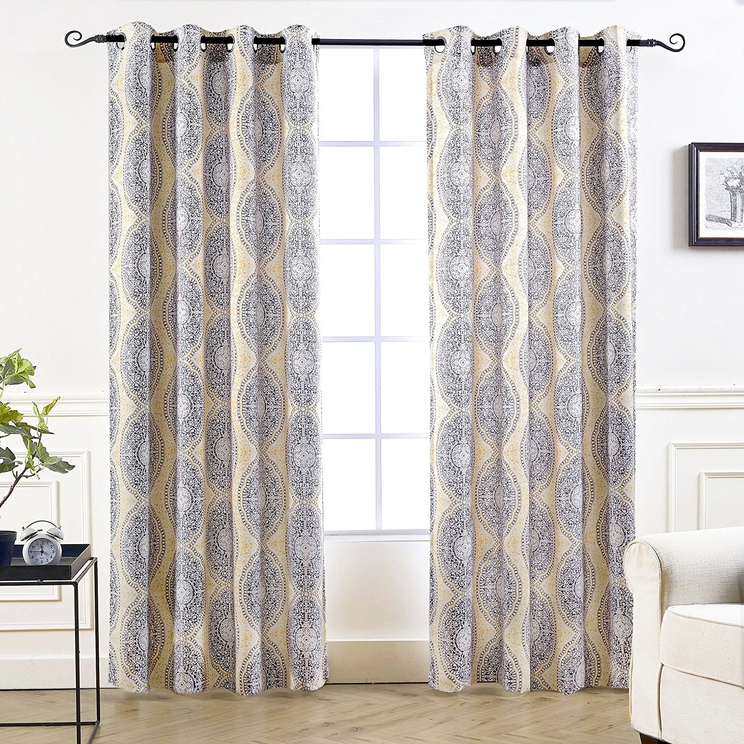 DriftAway Adrianne Pastel Damask Room Darkening Curtain Panel Pair