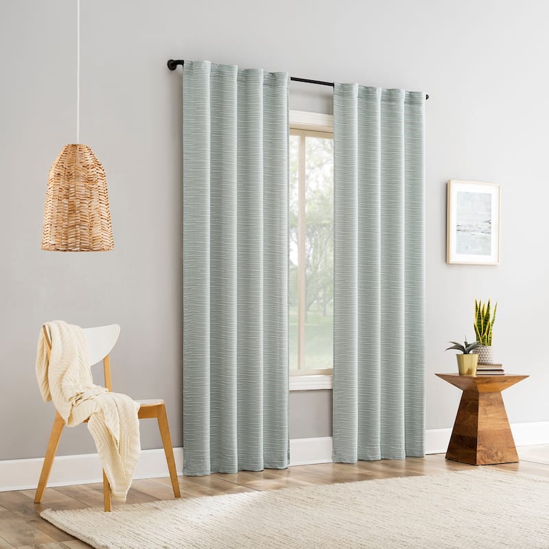 No. 918 Laurel Space Dyed Textured Semi-Sheer Back Tab 1-Piece Curtain Panel, Single Panel
