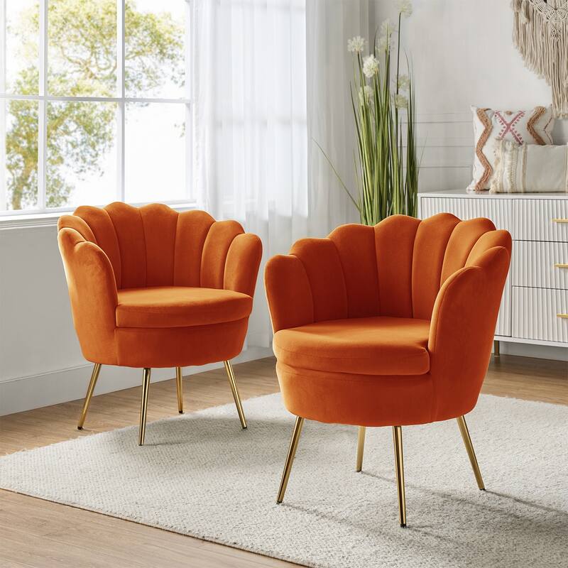 Xabier Cute Modern Upholstered Barrel Chair Accent Chair with Tufted Back Set of 2 by HULALA HOME