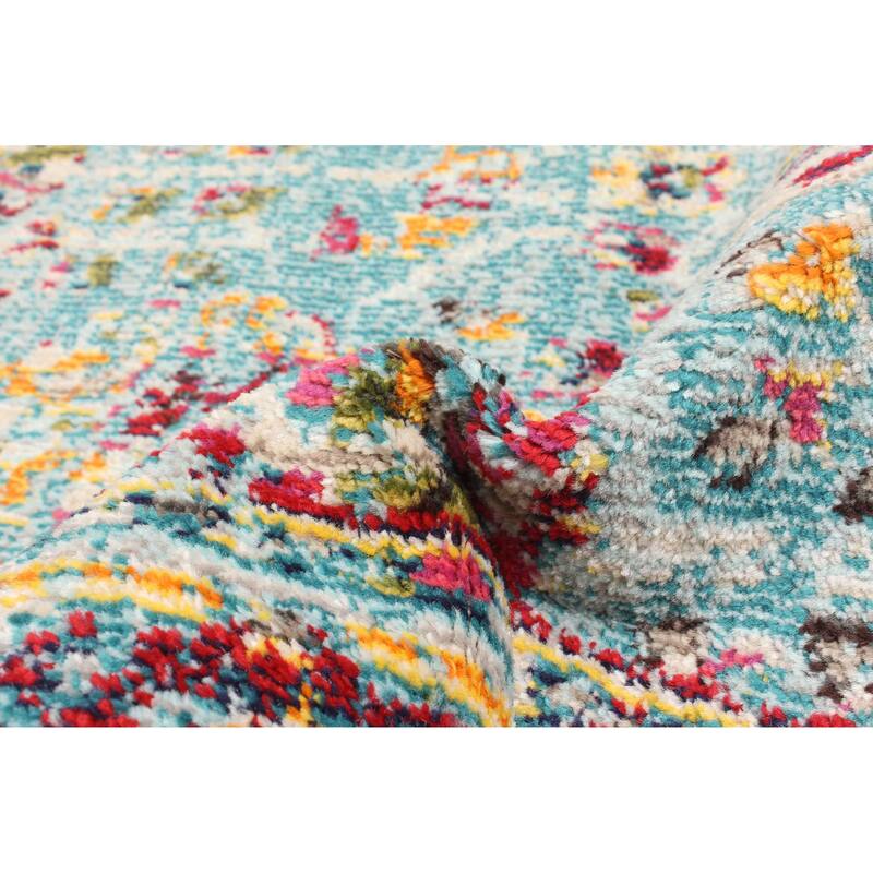 ECARPETGALLERY Machine Made Jasmine Blue Area Rug