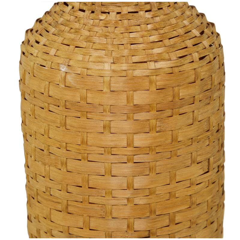 Intricately Woven Tall Bamboo Wood Floor Vase - White or Brown
