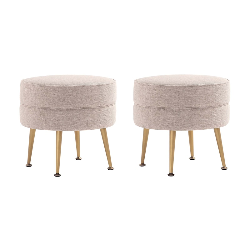 Manhattan Comfort Bailey Mid Century Modern Woven Upholstered Round Ottoman