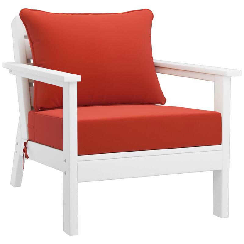 Birchwood All Weather HDPE Outdoor Patio White Deep Seating Conversation Set (5-Piece Set)