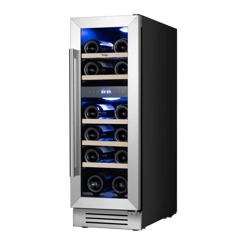 Yeego 11.6 inch 17 Bottle Dual Zone Built-in Wine Cooler Refrigerator with Front Vent