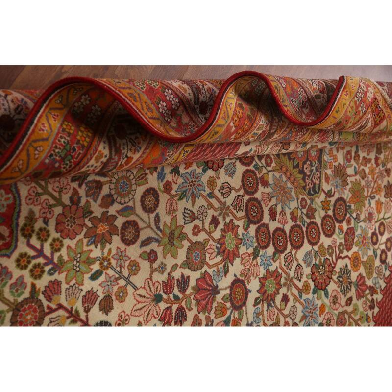 Hand Knotted Oriental 100% Wool Carpet Traditional Floral Beige & Ivories Kashkoli Area Rug - 10' 8'' X 7' 2''