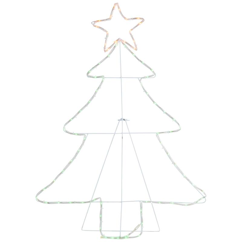 38.5" Lighted Christmas Tree Silhouette Outdoor Christmas Decor - White