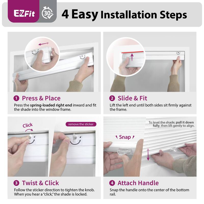 EZ Fit No Tool 1" LF Pleated Shade