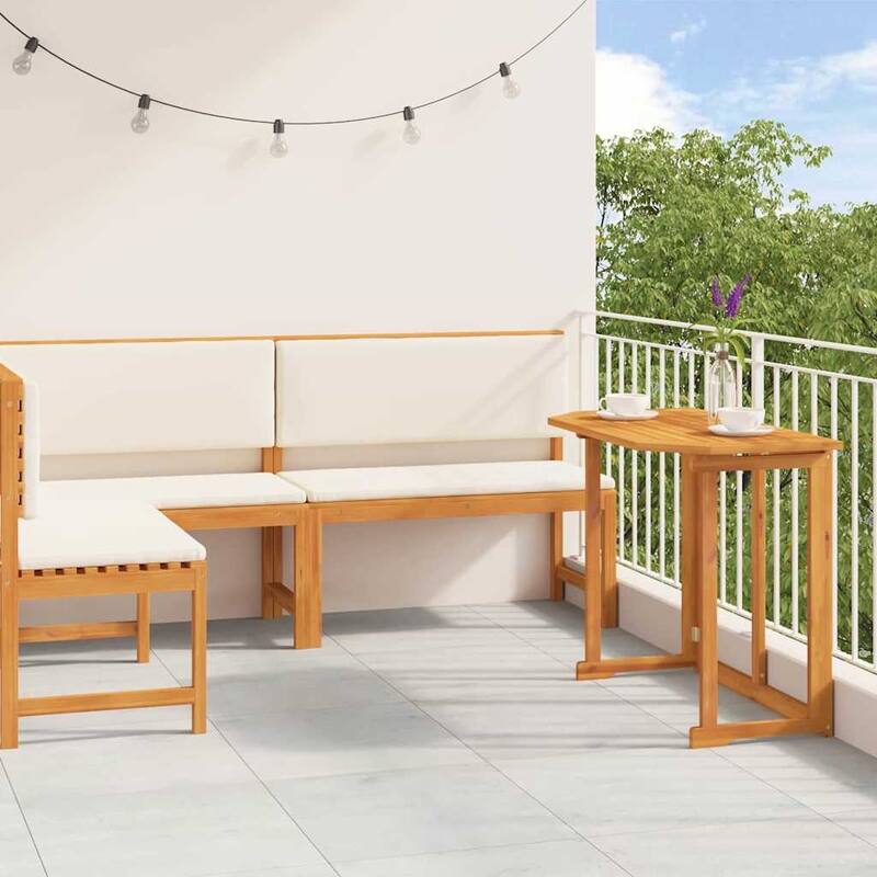 vidaXL Garden Bench Set Brown solid acacia wood - 20 x 35 x 30 - Brown-Table + 2 benches - Form (14)