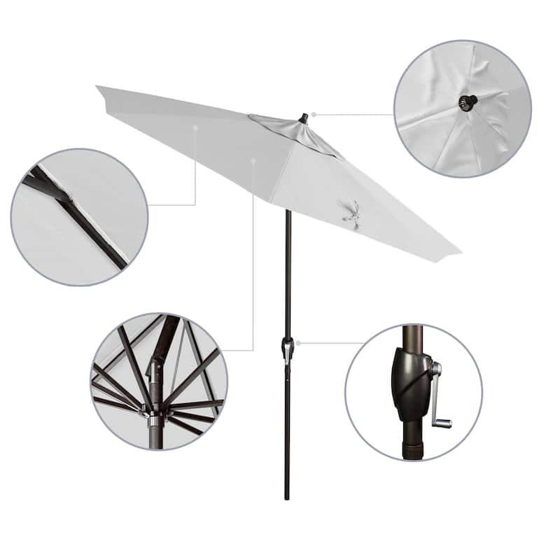 California Umbrella 7.5' Round Aluminum Crank Lift Auto Tilt 8 Rib Patio Umbrella, Bronze Finish, Sunbrella Fabric