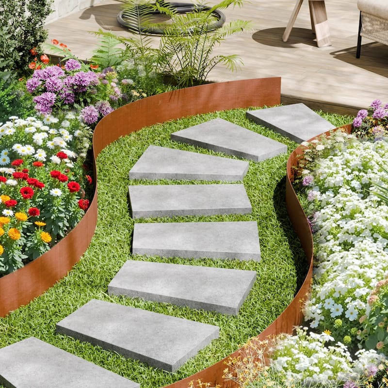 Rust Weathering Steel Landscape Garden Edging, 6 Pcs and Flexible - 40” L x 8” H