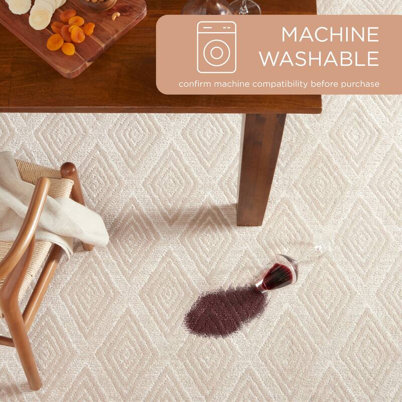 TOWN & COUNTRY EVERYDAY Rein Solid Diamond Everwash Washable Non-Slip Backing Area Rug
