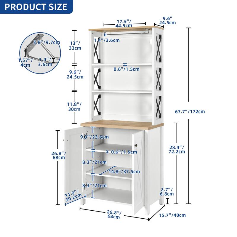 Bar Cabinet for Liquor and Glasses Dining Kitchen Cabinet with Wine Rack