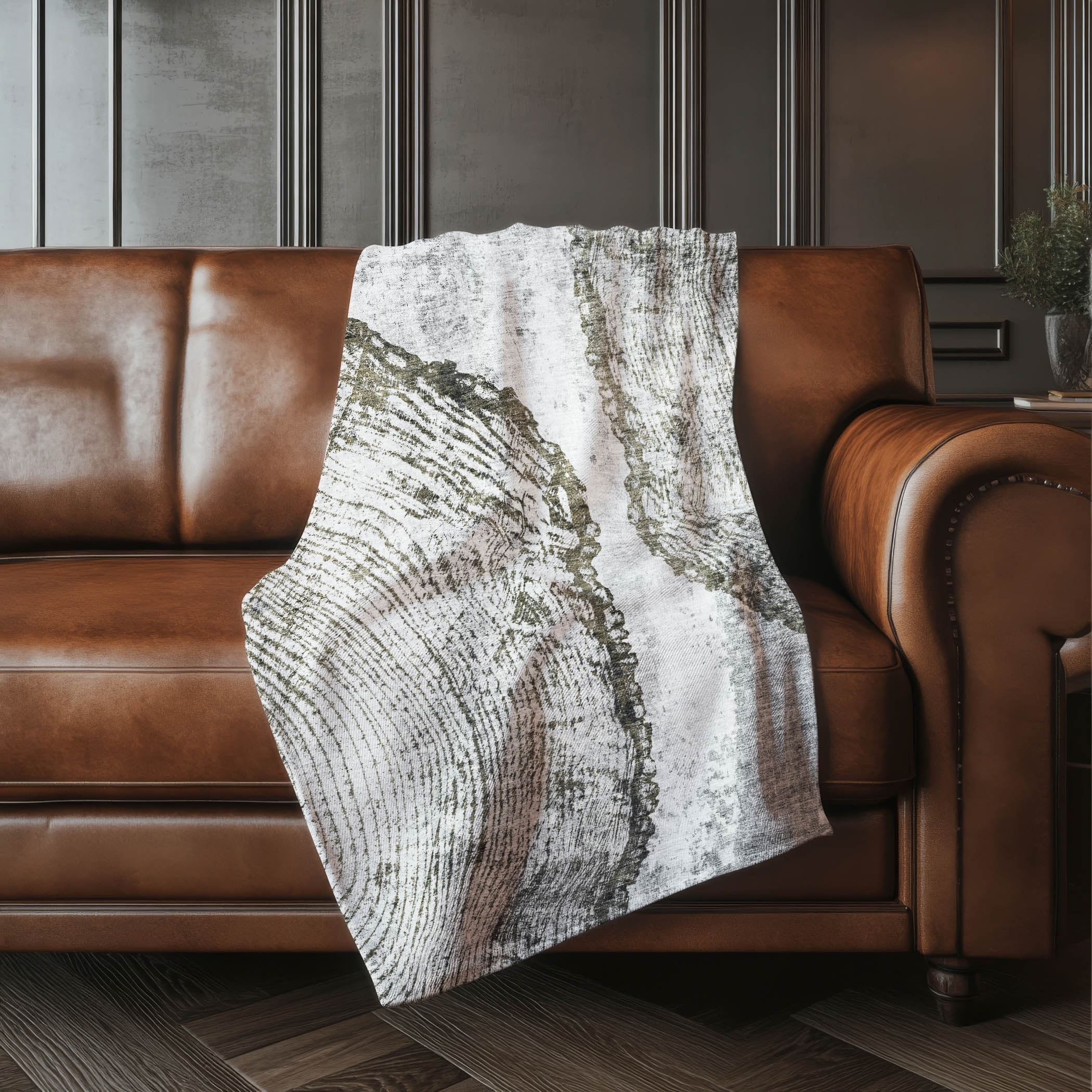 Premium Machine Washable Modern Wood Grain Sherpa Throw Blanket
