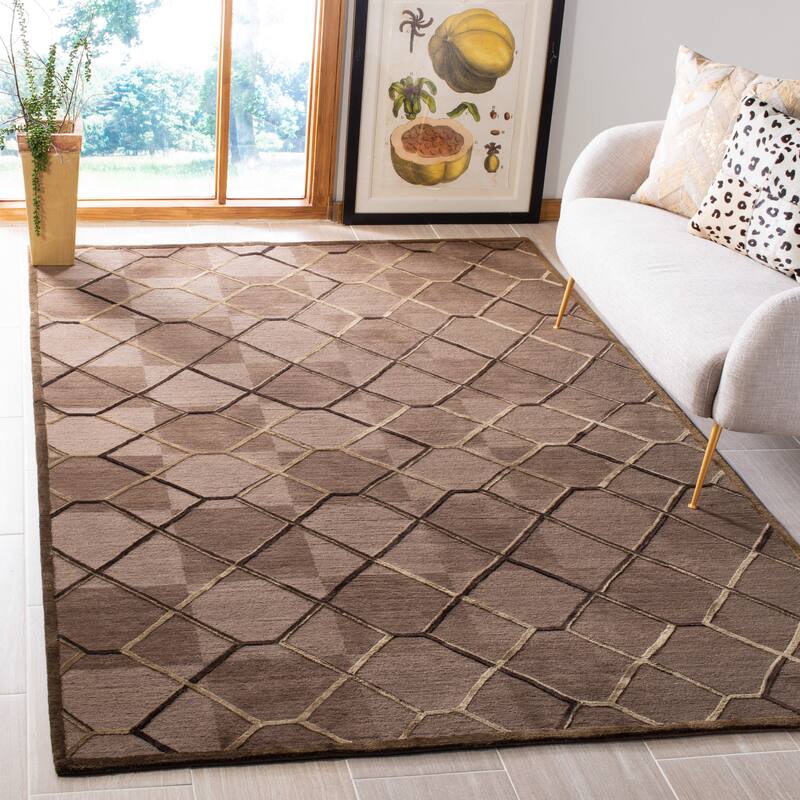 SAFAVIEH Couture Hand-knotted Omera Modern Wool Rug - 6' x 9' - Light Mink