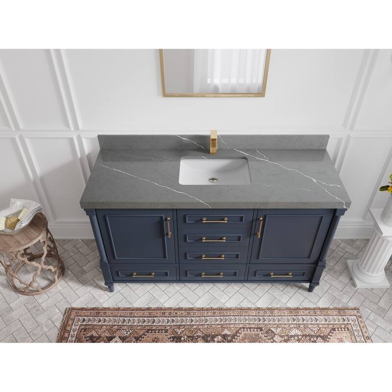 Willow Collections 60 in. W x 22 in. D Aberdeen Single Bowl Sink Bathroom Vanity with Countertop