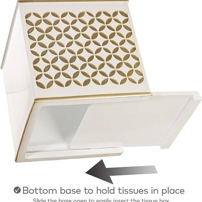 Creative Scents Diamond Lattice White Tissue Box Cover Square - White/Gold