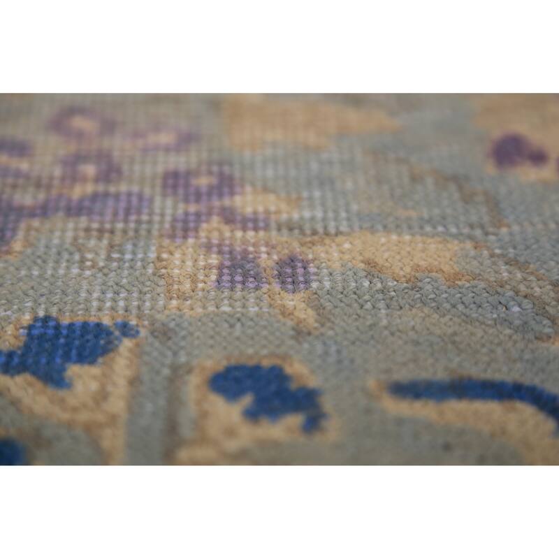 Floral Blue Medallion Tabriz Persian Area Rug Hand-Knotted Wool Carpet - 9'5"x 12'4"