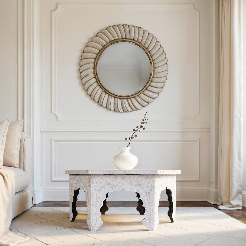 Marjorie 40.5 in. W Hexagon Mother of Pearl Coffee Table - Mother of Pearl