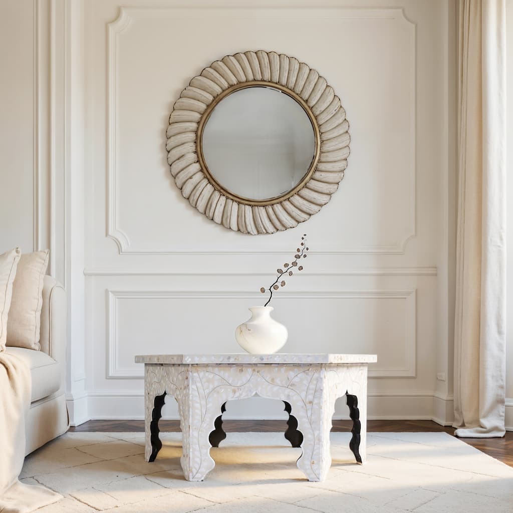 Marjorie 40.5 in. W Hexagon Mother of Pearl Coffee Table