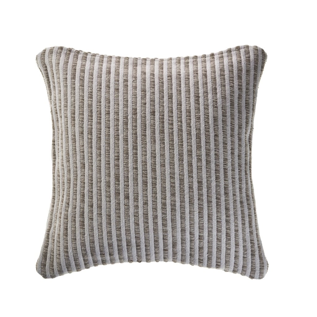 HomeRoots 22" X 22" Beige And Cream 100% Cotton Striped Zippered Pillow